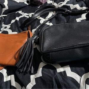 Black and Orange Leather Crossbody Bag